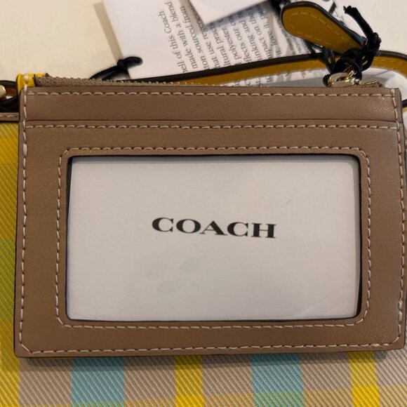 Coach Mini Skinny Id Case w wristlet/wallet /Plaid Print set/ yellow haze/ multi - Picture 16 of 16